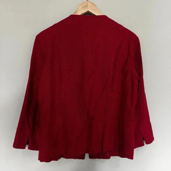 Coldwater Creek women’s Lt Wt Jacket sz 4-6 Red Linen Rayon 3/4 Sleeves - Picture 6 of 9